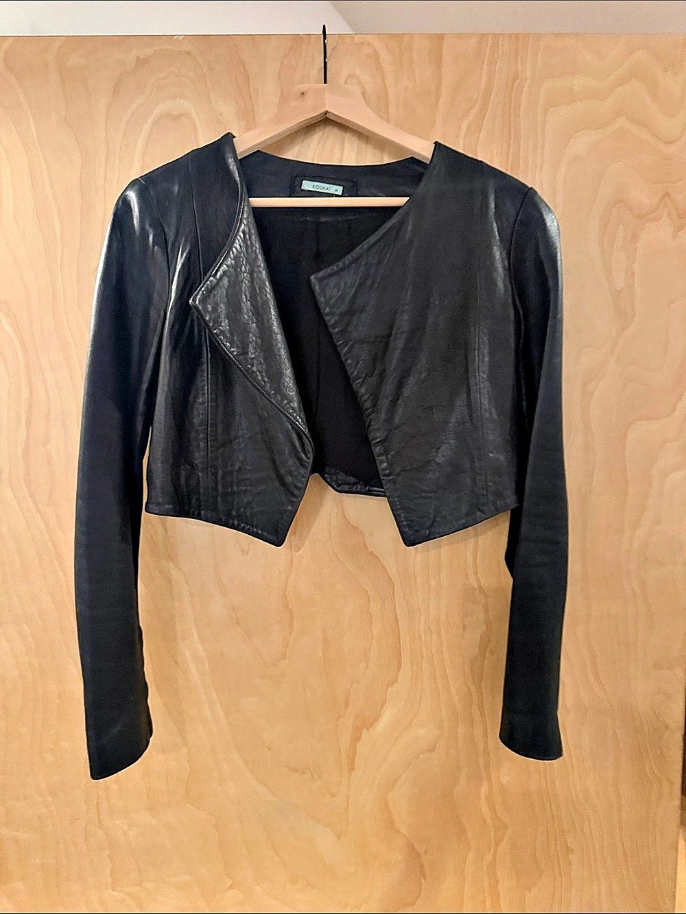 Kookai Black Cropped Leather Jacket